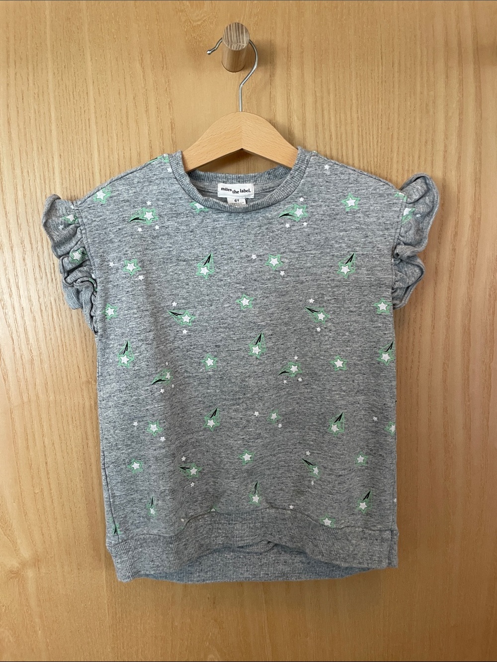 Girls' Grey Star & Rocket Ruffle Sleeve Sweatshirt